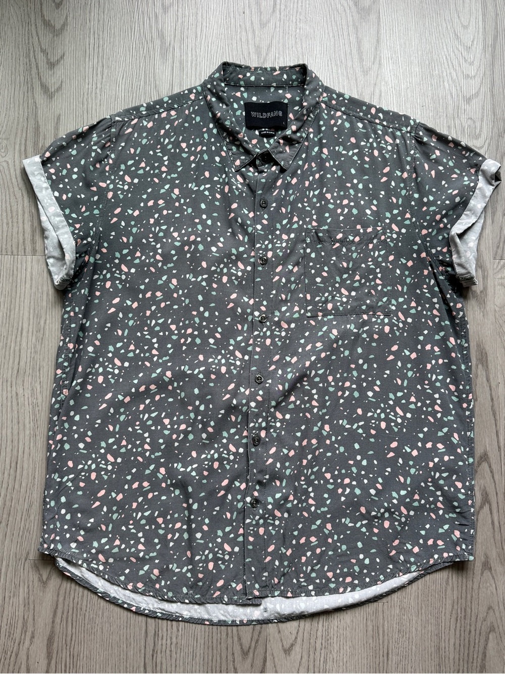 Wildfang Terrazzo Print Button Down, size L